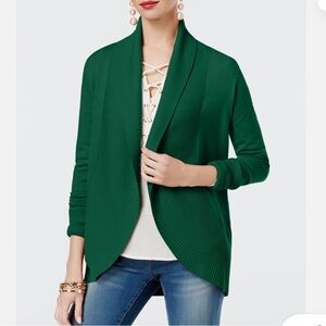 I.N.C. Curved-Hem Open-Front Cardigan Hunter Kelly Green Women Sz Medium